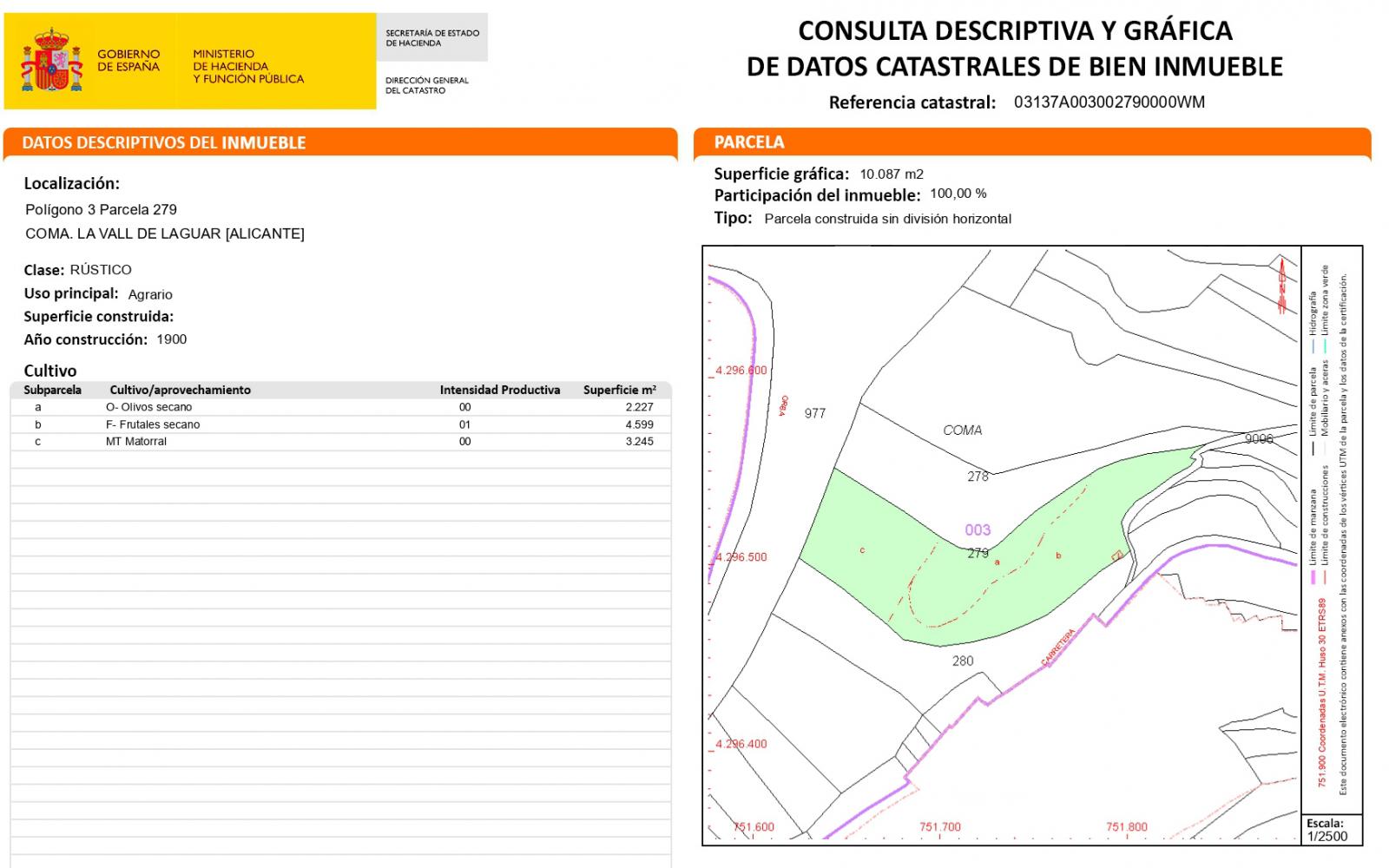 Photo number 1. Land / Ground for sale in Vall de Laguar. Ref.: PRT-287060